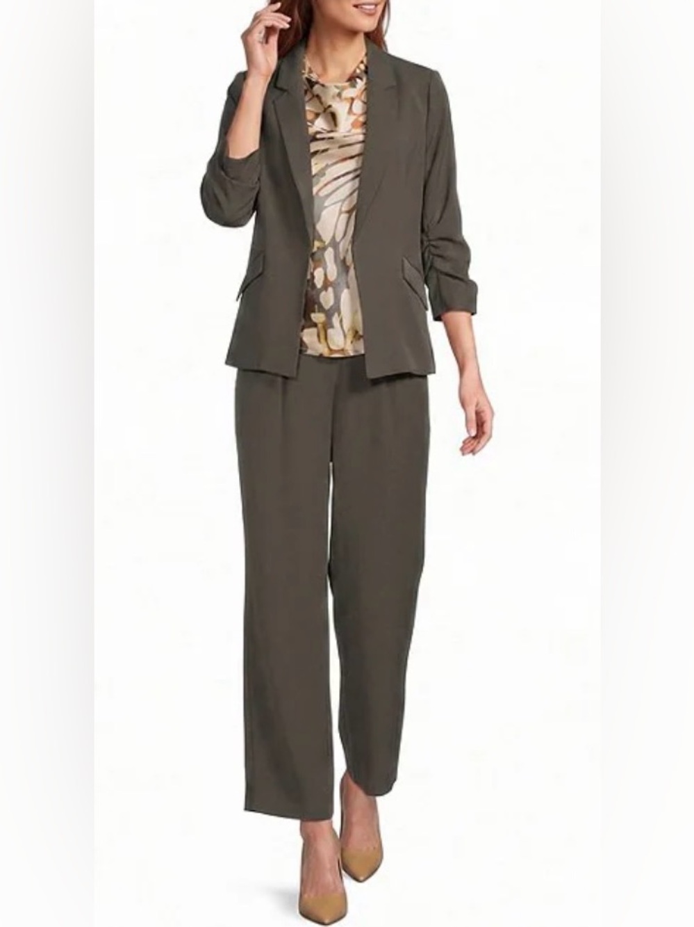 Skies Are Blue  Olive Green Tailored High Waisted Trousers Women's  Size M(8-10)